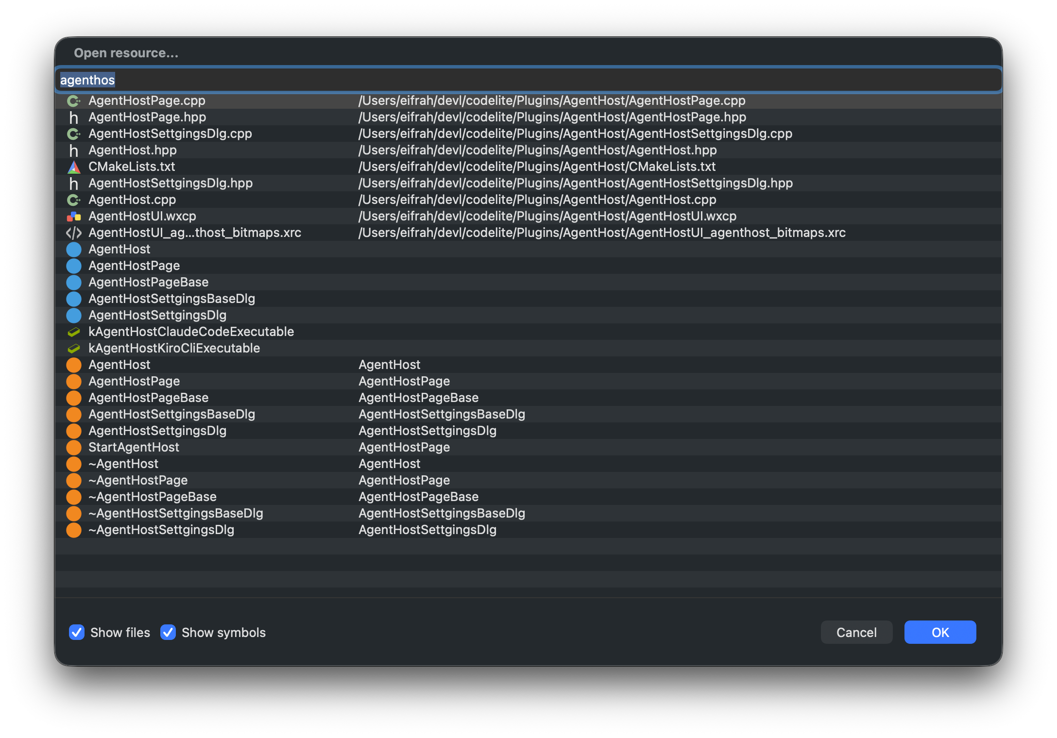 CodeLite - Open resource
